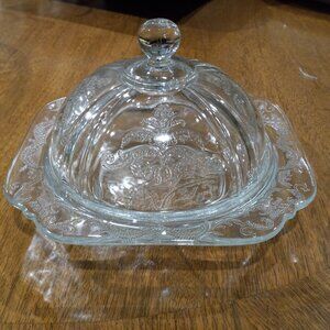 Vintage Federal Glass Indiana Glass Madrid Clear Domed Covered Butter Dish